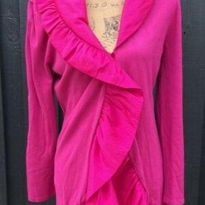 Ravel Pink Ruffled Cardigan